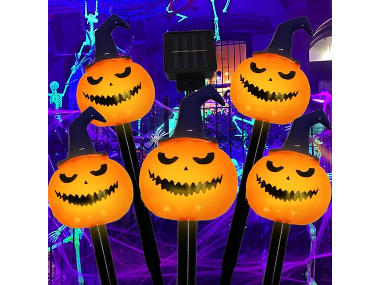 5 Pack Solar Pumpkin Pathway Lights for Halloween