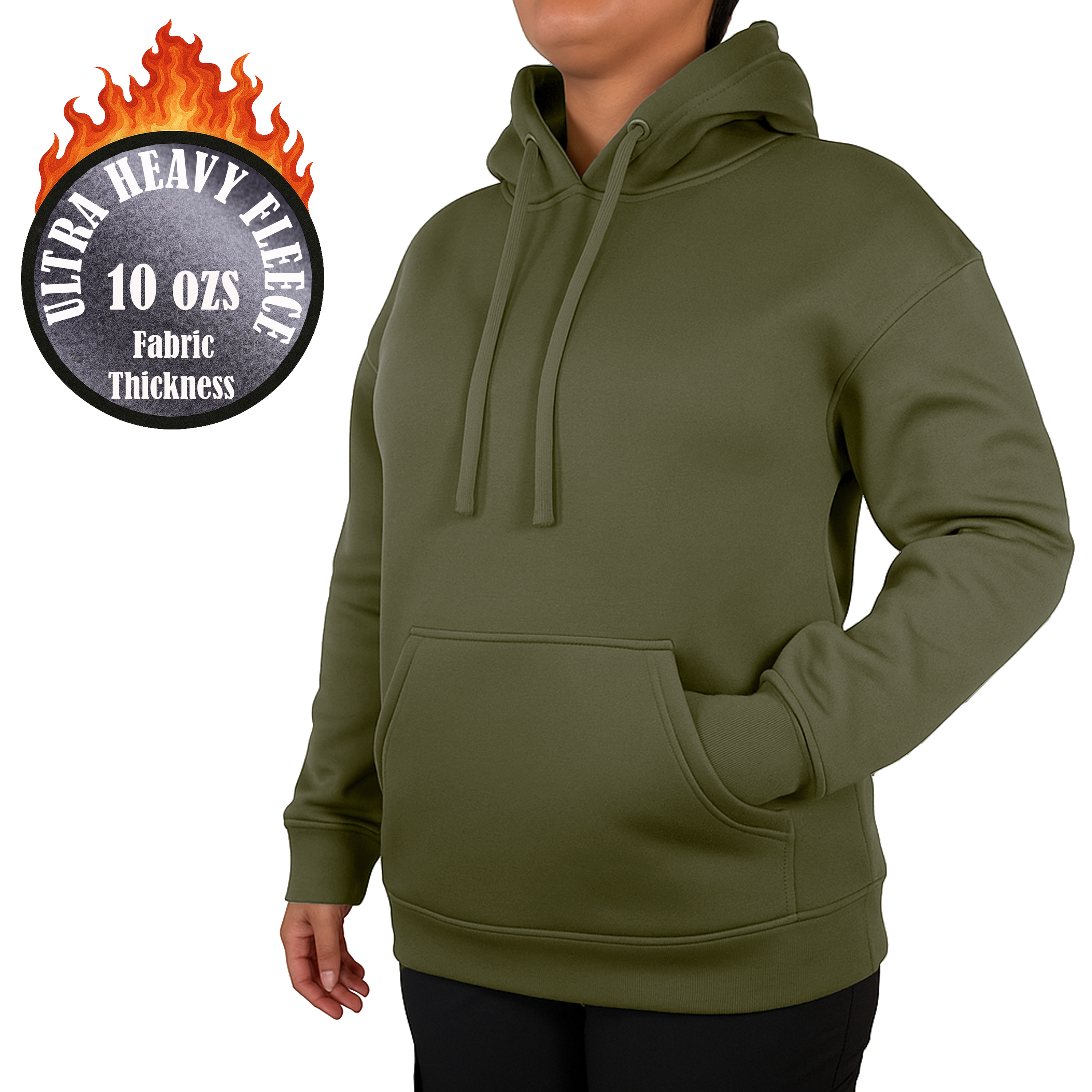 Womens Heavyweight Fleece-Lined Pullover Hoodie - Gallery 21