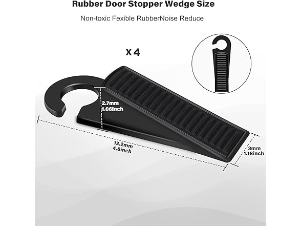 Door Stoppers 4Pk Rubber Wedge Black