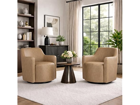 HomePop Barrel Swivel Chair, Sand - Gallery 2