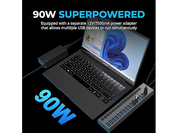 SABRENT 16-Port USB 3.0 Hub 90W Charger