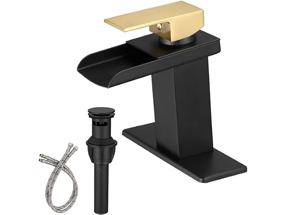 BATHLAVISH Black and Gold Bathroom Sink Faucet