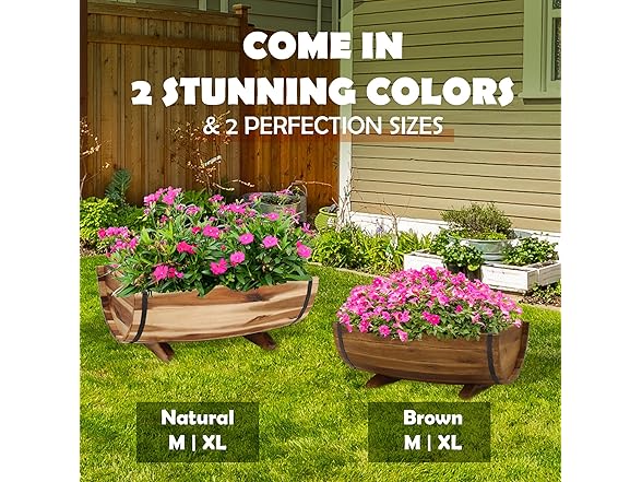 IDZO Solid Acacia Wood Half Barrel Planters