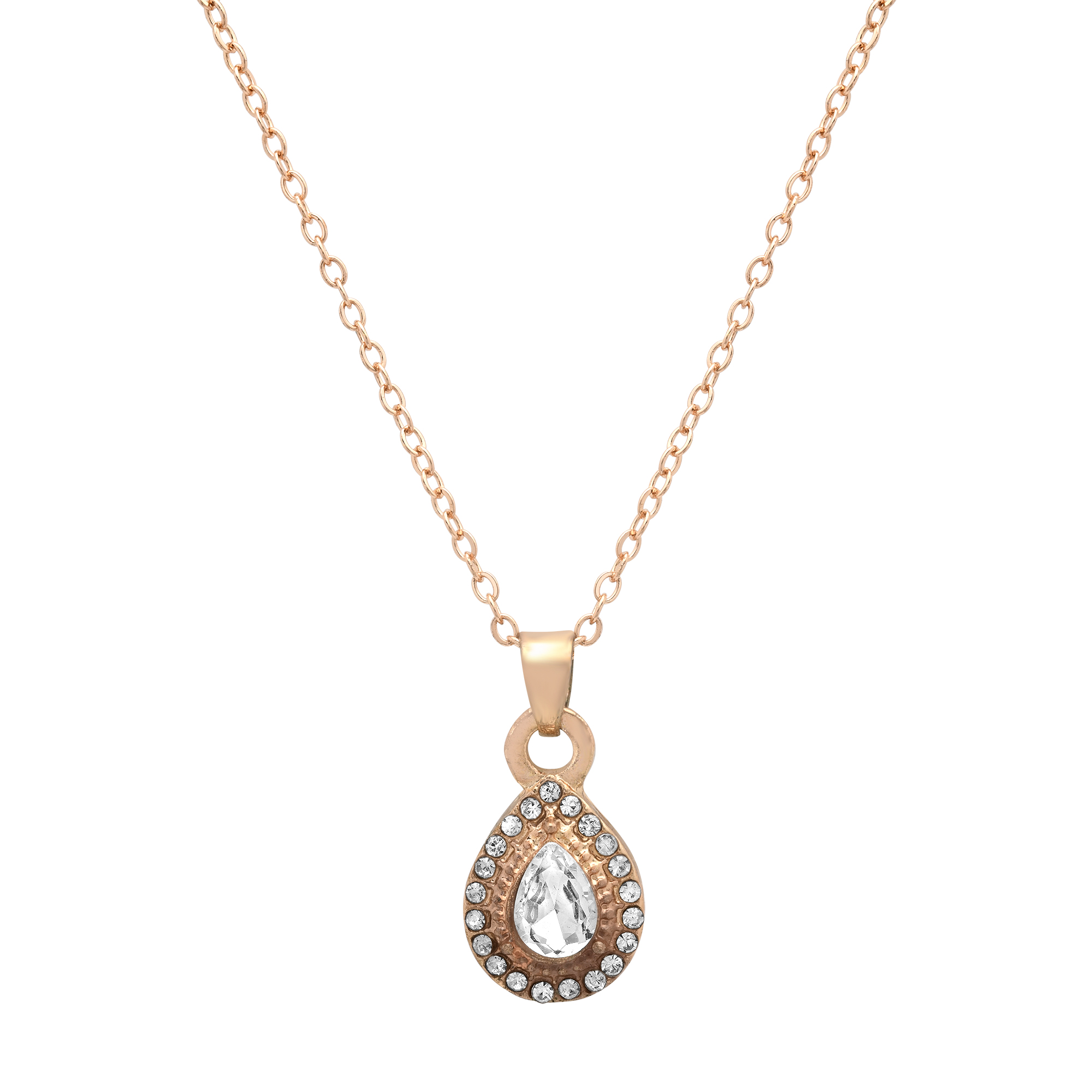 18K Gold Teardrop CZ Necklace - Gallery 4