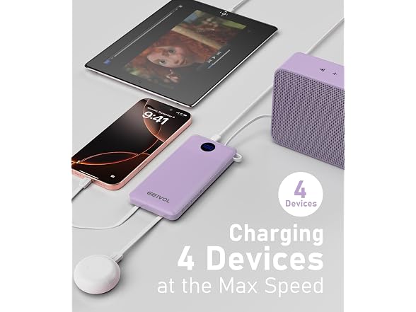 EEIVOL 10000mAh Power Bank w/Cables