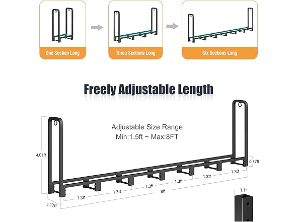 SunyesYoon Firewood Rack Outdoor 8ft