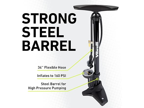 VIBRELLI Bike Floor Pump with Gauge &