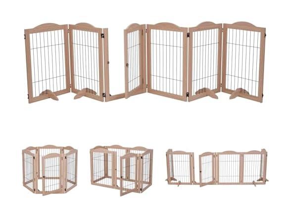 Arf Pets Dog Gates With metal 6 Panels Walnut