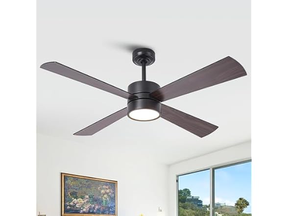 Parrot Uncle Ceiling Fan w/ Lights & Remote, 52" Black