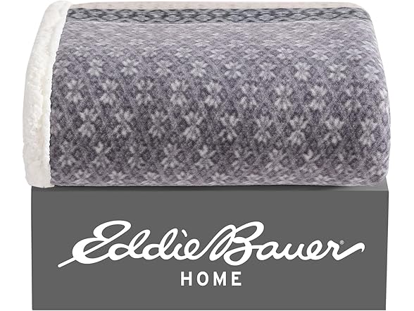 Eddie Bauer Fleece & Plush Sherpa Throw Blanket