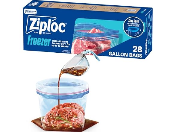 Ziploc Gallon Freezer Bags Food Storage Stand Up
