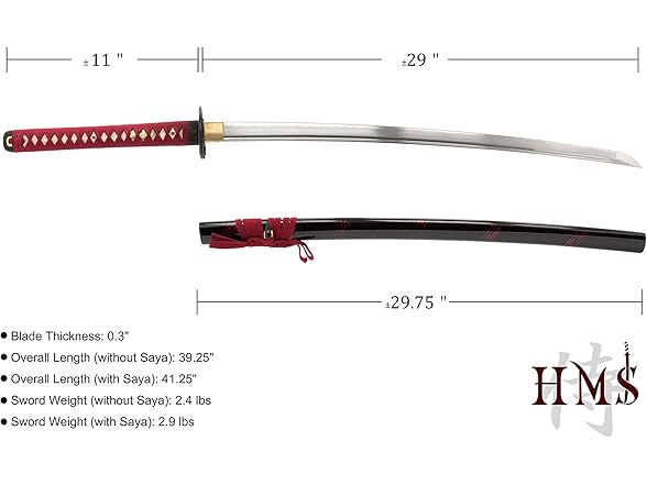 Handmade Katana Sword Warrior Red Tsuka