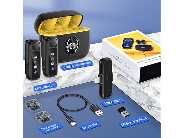 ANVOSCI 3 in 1 Wireless Lavalier Microphone