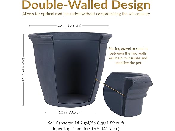 Sunnydaze 20-Inch Anjelica Large Plastic Pot