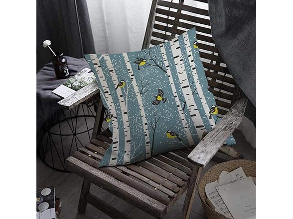 oFloral Birch Tree Throw Pillowcase