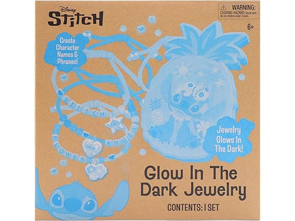 Tara Toys Disney Stitch Glow in The Dark Jewelry Activity Set