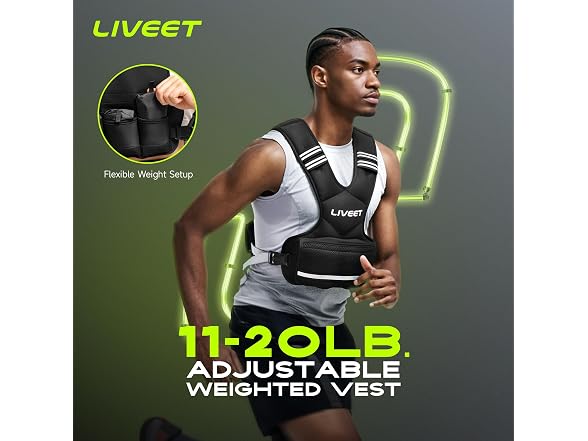 Liveet Adjustable Weighted Vest 11-20lbs