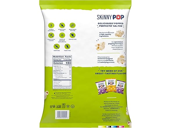 SkinnyPop Popcorn, Original, Whole Grain 8oz