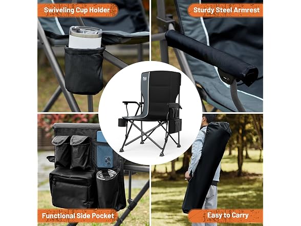 TIMBER RIDGE Black Oversized Camping Chair