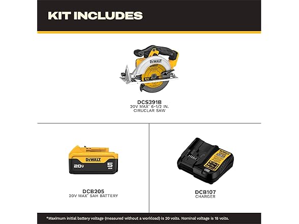 DEWALT DCS391P1 20V MAX 6-1/2-Inch Circular Saw Kit