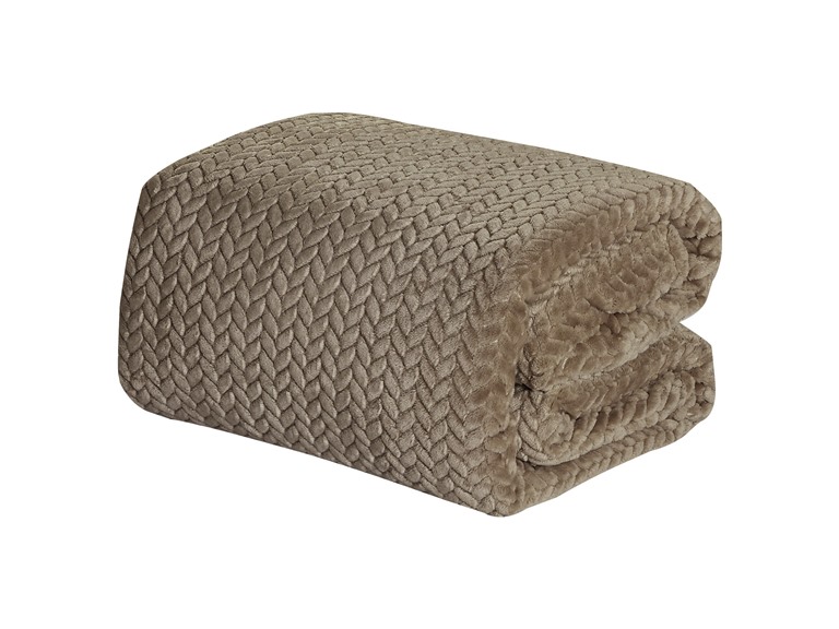 Noble House NH-Chevron Braided Blanket - QN- Taupe Qu