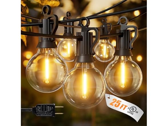 Brightown Outdoor String Lights, 25FT Black
