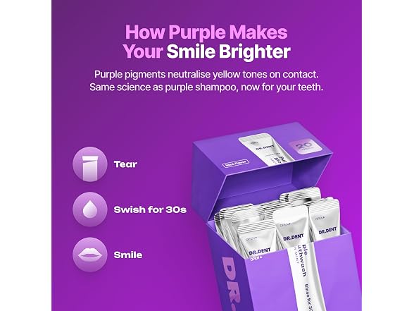 DR.DENT Purple Mouthwash for Teeth Whitening