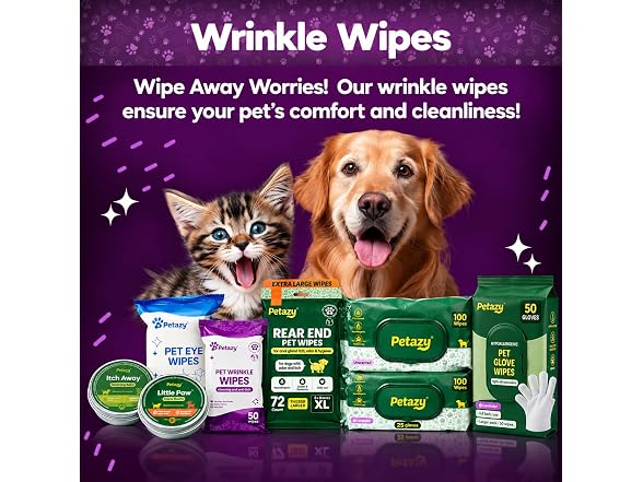 Petazy Pet Wrinkle Wipes for Face Folds