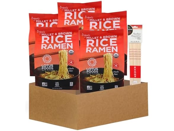 6 Item Set- Lotus Foods Rice Ramen & Chop Sticks
