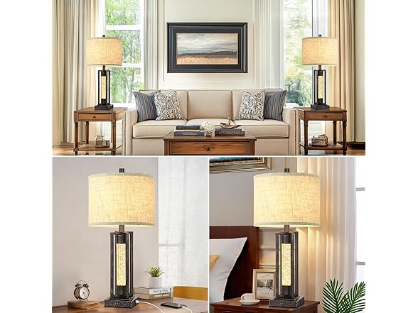 TOBUSA Vintage Crystal Table Lamps