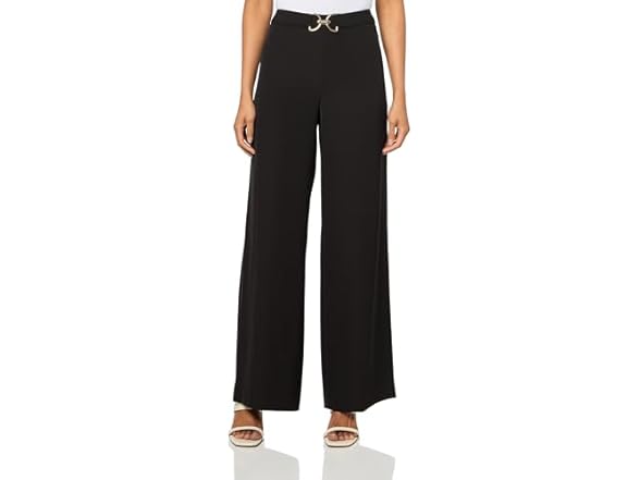 HALSTON H Womens Gold Belt Straight Leg Soft Suiting Pant