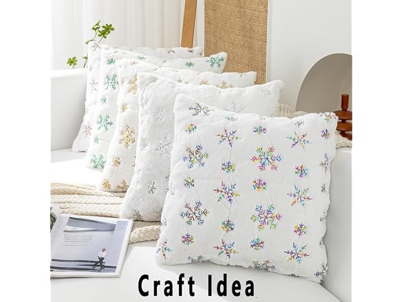 YYCRAFT 1 Yard Faux Fur Fabric with Sequin Snowflake