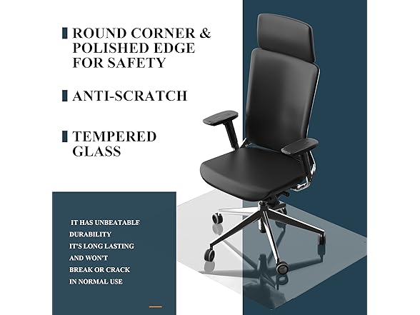 Glass Chair Mat 46"x53", Clear