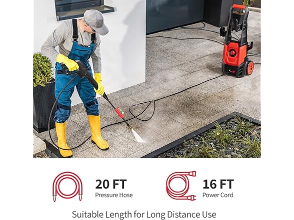 Electric Pressure Washer with Foam Cannon & 4 Quick Connect Nozzles