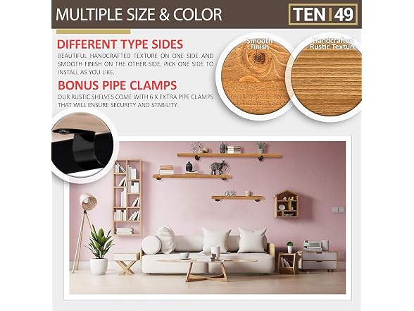 TEN49 Wood Shelves 48in Walnut 2-Pack