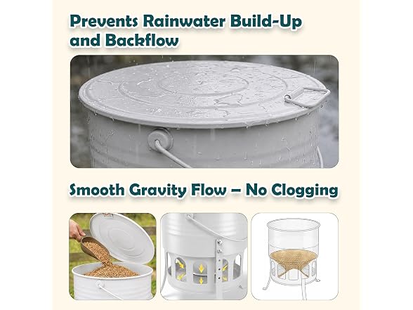 Kingump Metal Chicken Feeder No Waste