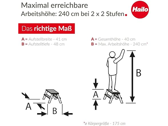 Hailo 4442-701 D60 Standardline 2-Step Ladder