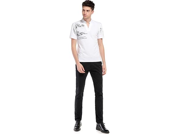 Sportides Men (M) Fashion V-Neck Henley Stand Tops