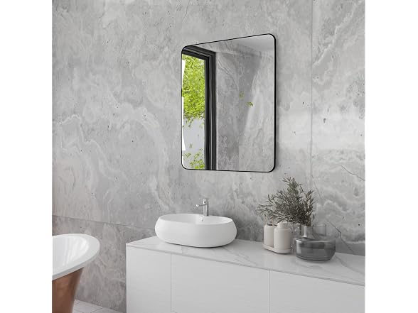 SNUGACE Black Metal Framed Mirror Rectangle