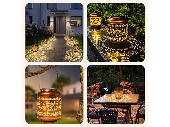 Butterfly Solar Lanterns Outdoor Waterproof Copper Metal