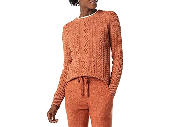 Amazon Essentials Women Soft Cotton Cable Sweater