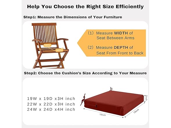 Outdoor Chair Pads with Ties 2 Pack