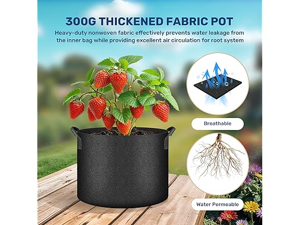Simple Deluxe 12 Pack 15 Gallon Grow Bags