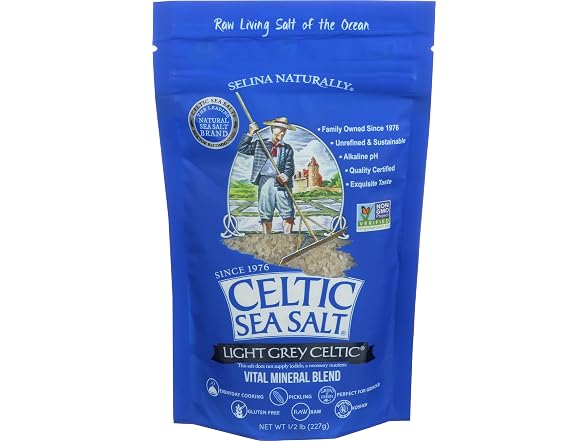 Celtic Sea Salt Light Grey Coarse, Unrefined, 8 oz Bag