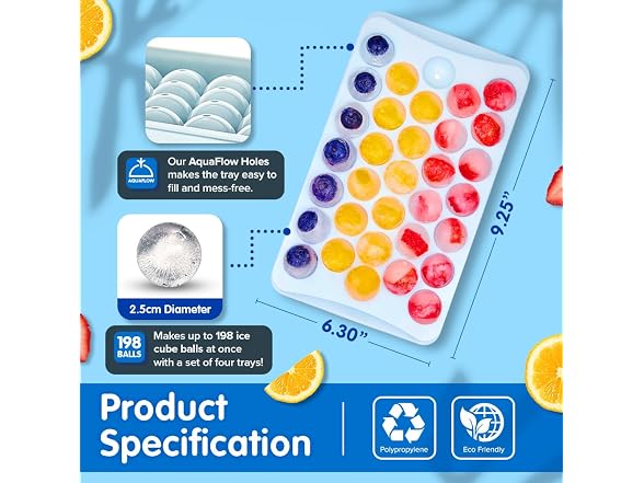 Emporio Kitchen Round Ice Cube Tray Set Pack of 2