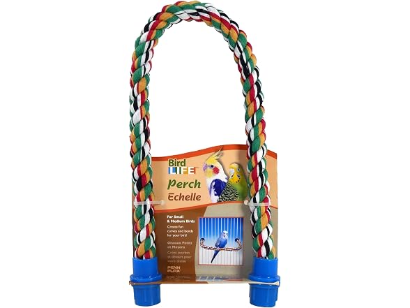 PENN-PLAX Bird Life Multicolored and Flexible Rope Perch