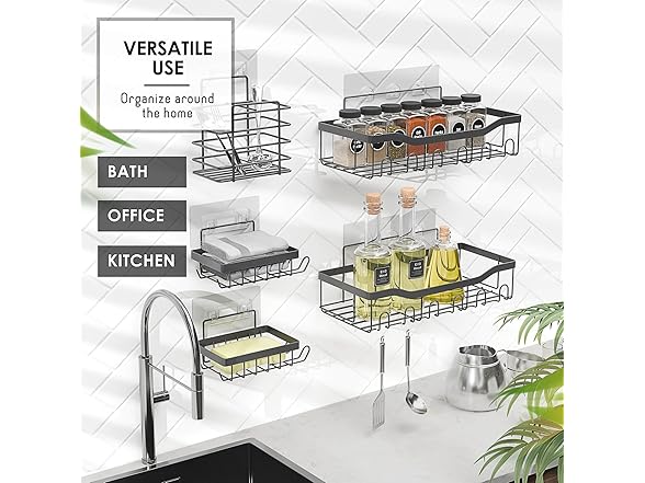 Clara Clark Shower Caddy Adhesive Organizer 5Pk