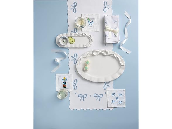 Mud Pie Bow Print Cotton Kitchen Table Runner