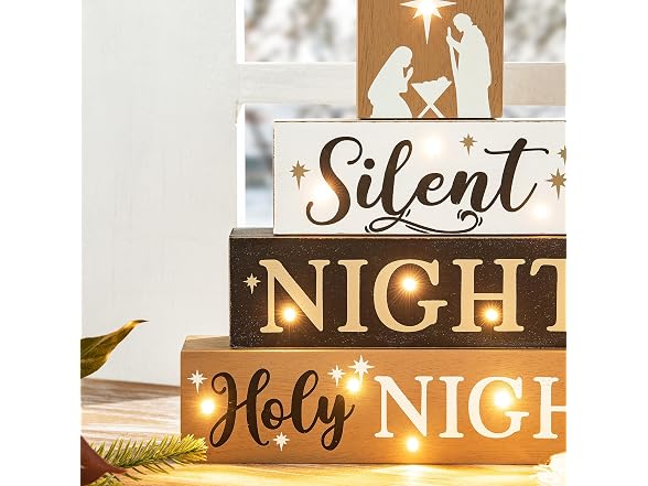 Glitzhome Christmas Table Decor Wooden S