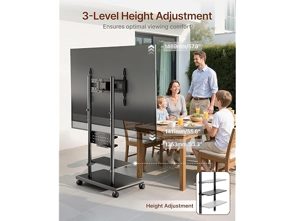 ECOTINY Rolling TV Stand 37-75" - Black